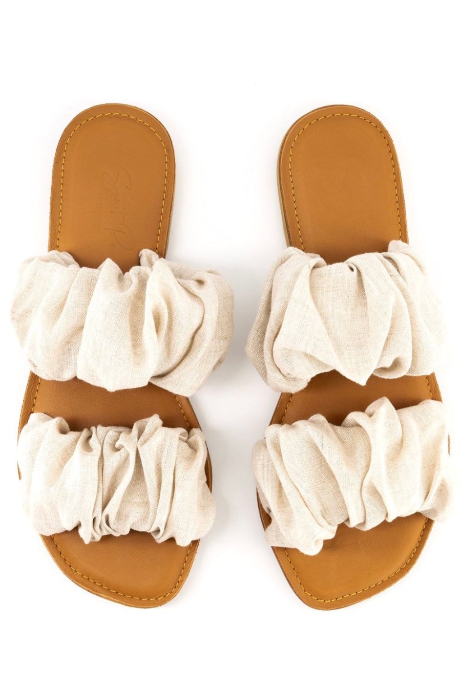 Sweet Peas St Tropez Linen Scrunchie - Sandal